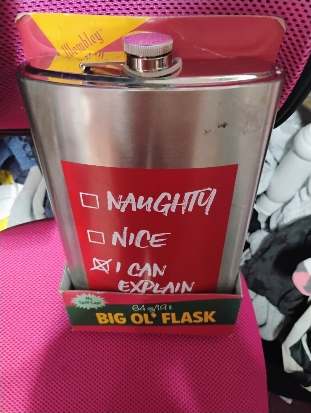 ❤️Big Ol' Flask - 'Naughty / Nice / I Can Explain' Stainless Steel